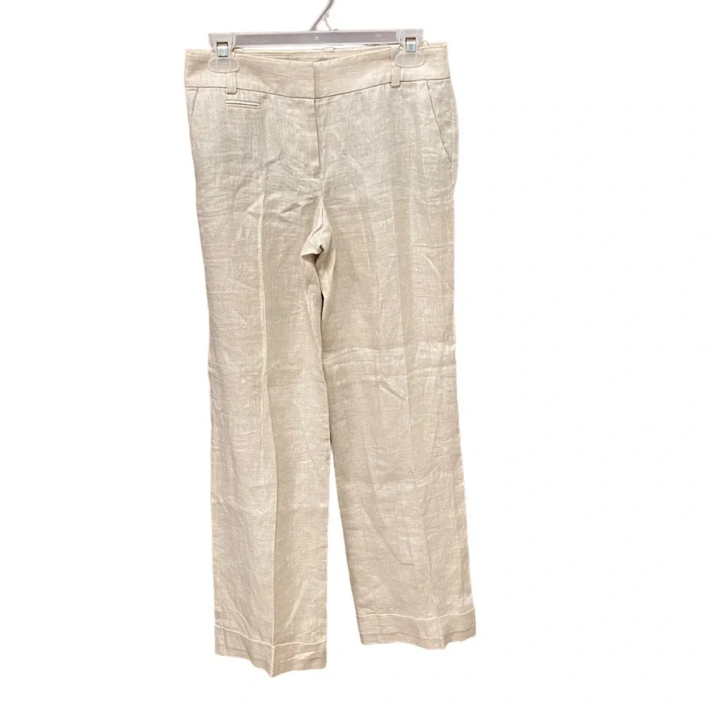J Crew Cafe‎ Trouser tan/beige 100% linen size 0
